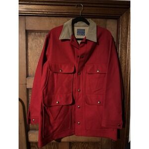 Pendleton Outdoorsman Vintage Red Mackinaw Wool Thinsulate Chore Coat Size M 46"